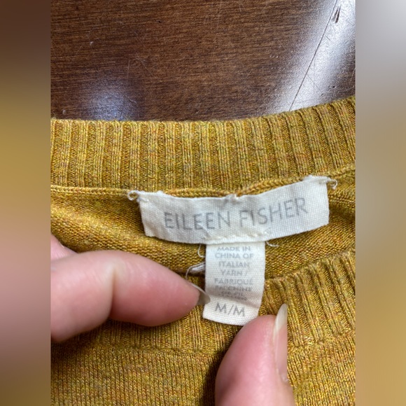 Eileen Fisher Mustard Yellow Thin Knit Relaxed Sweater Womens sz M - Picture 2 of 8